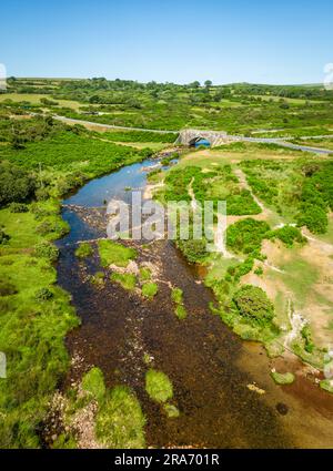 Cadover Bridge on Dartmoor, over the River Plym Stock Photo