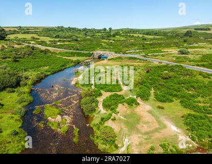 Cadover Bridge on Dartmoor, over the River Plym Stock Photo