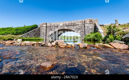 Cadover Bridge on Dartmoor, over the River Plym Stock Photo