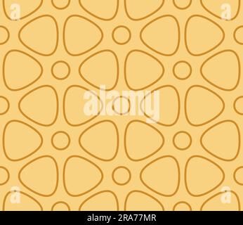 Geometric seamless pattern. Abstract background of colored outline shapes. Colored circles and triangles with rounded corners. Simple wallpaper design Stock Vector
