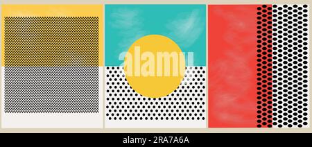 Modern-style abstract illustrations and patterns make color the star of the show. Set of abstract backgrounds in retro style. illustration for your de Stock Vector