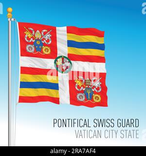 Vatican City, flag of the Swiss Guard of Francis I pope, vector illustration Stock Vector