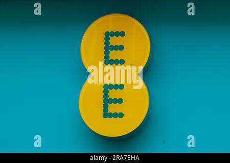 EE sign on a shop in Weston Super Mare Stock Photo