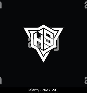 HS Letter Logo monogram hexagon shape with triangle outline sharp slice ...