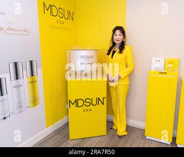 Arcadia, California, USA. 30th June, 2023. Zehra Sun, CEO and co-Founder of MDSUN Skincare, at the MDSUN Skincare VIP Room in Arcadia, California. Credit: Sheri Determan Stock Photo