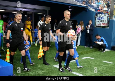 Saint Petersburg, Russia. 01st July, 2023. Judge, Artem Chistyakov in action during the Pari Premier Cup football match between Zenit Saint Petersburg and Neftci Baku at Gazprom Arena. Zenit FC team won against Neftci Baku with a final score of 3:1. (Photo by Maksim Konstantinov/SOPA Images/Sipa USA) Credit: Sipa USA/Alamy Live News Stock Photo