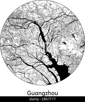 City Map Guangzhou China Asia vector illustration black white Stock Vector