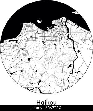 City Map Haikou China Asia vector illustration black white Stock Vector