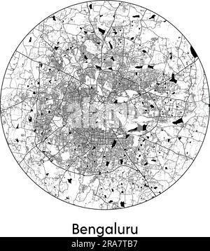 City Map Bengaluru India Asia vector illustration black white Stock Vector