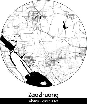 City Map Zaozhuang China Asia vector illustration black white Stock Vector