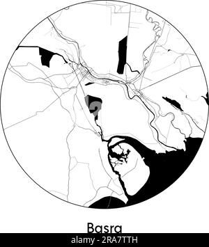 City Map Basra Iraq Asia vector illustration black white Stock Vector