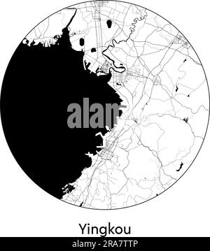 City Map Yingkou China Asia vector illustration black white Stock Vector