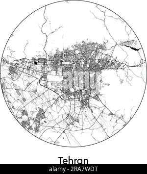 City Map Tehran Iran Asia vector illustration black white Stock Vector
