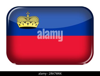 Liechtenstein web icon rectangle button with clipping path 3d illustration Stock Photo