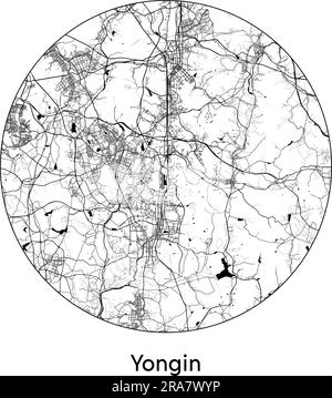 City Map Yongin South Korea Asia vector illustration black white Stock Vector