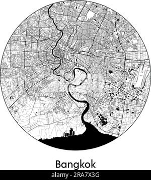 City Map Bangkok Thailand Asia vector illustration black white Stock Vector