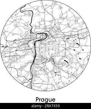 City Map Prague Czech Republic Europe vector illustration black white Stock Vector