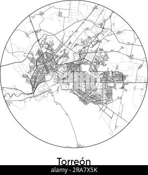 City Map Torreon Mexico North America vector illustration black white Stock Vector