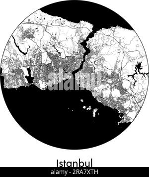 City Map Istanbul Turkey Europe vector illustration black white Stock Vector