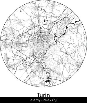 City map of Turin Italy Stock - City Map Turin Italy Europe Vector Illustration Black White 2ra7y5j