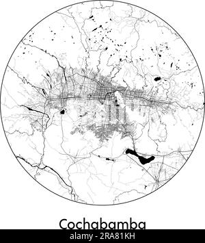 City Map Cochabamba Bolivia South America vector illustration black white Stock Vector