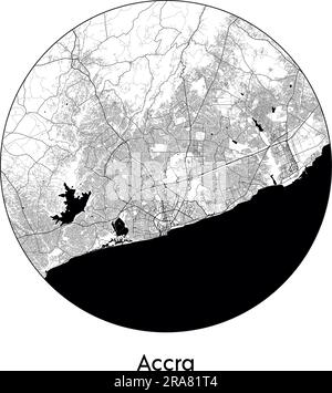 City Map Accra Ghana Africa vector illustration black white Stock Vector