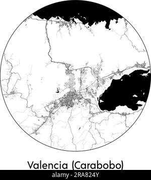 City Map Valencia (Carabobo) Venezuela South America vector illustration black white Stock Vector