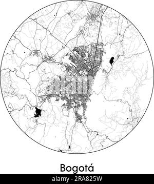 City Map Bogota Colombia South America vector illustration black white Stock Vector