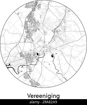 City Map Vereeniging South Africa Africa vector illustration black white Stock Vector