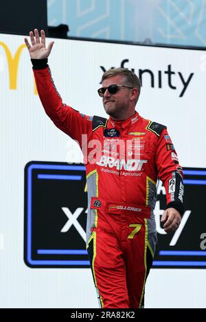 Chicago, USA, 01 July 2023. Justin Allgaier is introduced to the crowd before the inaugural The Loop 121 NASCAR Xfinity Series Chicago Street Course race held in and around Grant Park. Credit: Tony Gadomski / All Sport Imaging / Alamy Live News Stock Photo