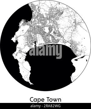 City Map Cape Town South Africa Africa vector illustration black white Stock Vector