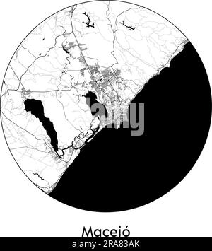 City Map Maceio Brazil South America vector illustration black white Stock Vector