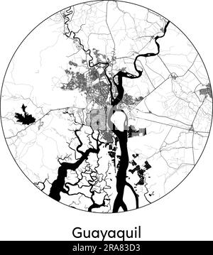 City Map Guayaquil Ecuador South America vector illustration black white Stock Vector