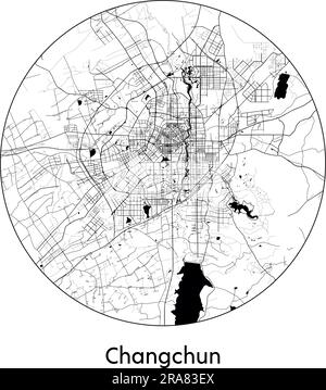 City Map Changchun China Asia vector illustration black white Stock Vector