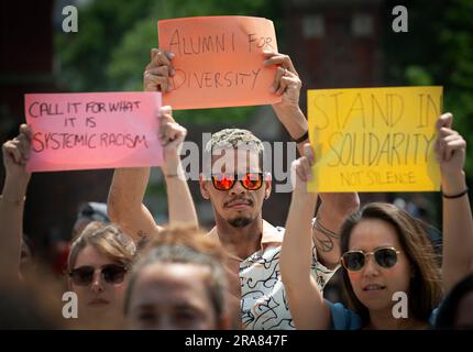 Harvard University, Cambridge, MA, USA:  Hundreds of Harvard Students, Alumni and Facility staged a rally in support of Affirmative Action after the U.S. Supreme Court struck down the use of affirmative action in college admission, finding Harvard and UNC’s admissions practices Unconstitutional. Credit: Chuck Nacke/Alamy Live News Stock Photo