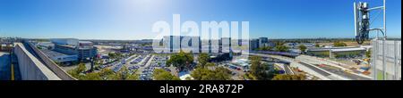 A panorama of the construction site at the 'Sydney Gateway' road expansion project in Australia, seen from Sydney (Kingsford Smith) Airport. Pictured: Stock Photo