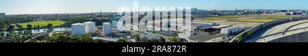 A panorama of the construction site at the 'Sydney Gateway' road expansion project in Australia, seen from Sydney (Kingsford Smith) Airport. Pictured: Stock Photo