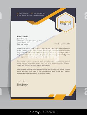 Creative and modern business letterhead, stationery and brand identity template design with A4 creative vector shape Stock Vector