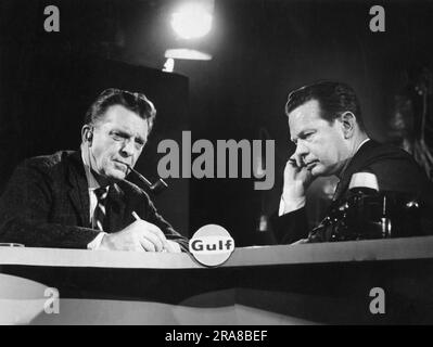 New York, New York:  1968 NBC news anchormen Chet Huntley (left) and David Brinkley who will be covering the Republican and Democratic conventions this year. Huntley and Brinkley have covered every national political convention since 1956, and for the first time this year they will be broadcast in color. Stock Photo
