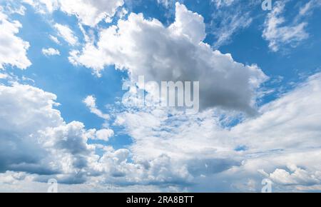 Bright sky with many cumulus clouds Stock Photo