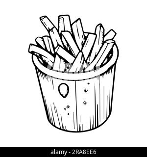 Hand Drawn french fries in doodle style isolated on background Stock Vector