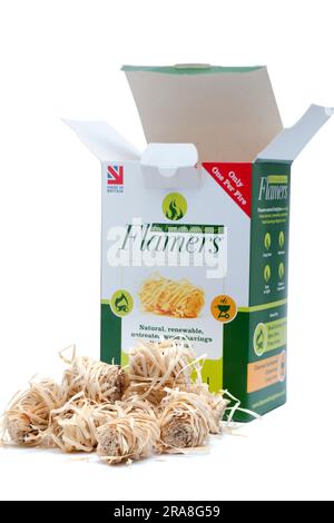 Box of 50 Flamers Natural Firelighters Stock Photo