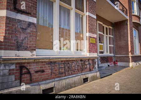 THE HAGUE - The embassy of Belarus that has been destroyed and defaced ...