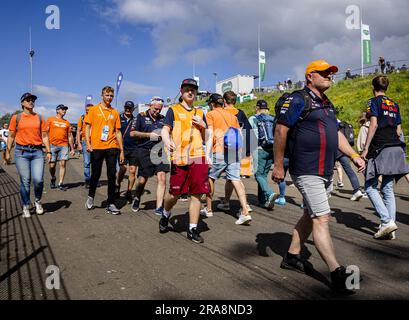 Spielberg, Austria. 02nd July, 2023. SPIELBERG - Fans arrive ahead of the Austrian Grand Prix at the Red Bull Ring on July 02, 2023 in Spielberg, Austria. ANP SEM VAN DER WAL Credit: ANP/Alamy Live News Stock Photo