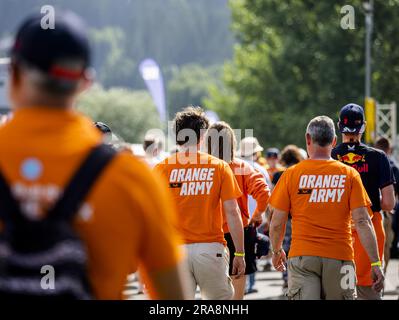 Spielberg, Austria. 02nd July, 2023. SPIELBERG - Fans arrive ahead of the Austrian Grand Prix at the Red Bull Ring on July 02, 2023 in Spielberg, Austria. ANP SEM VAN DER WAL Credit: ANP/Alamy Live News Stock Photo