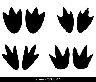 Set of Penguin Footprints Silhouette Stock Vector