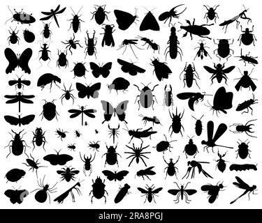 Set of Insects Silhouette Stock Vector