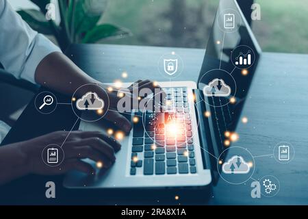 Digital transformation change management, internet of things. New technology bigdata and business process strategy, customer service management, cloud Stock Photo