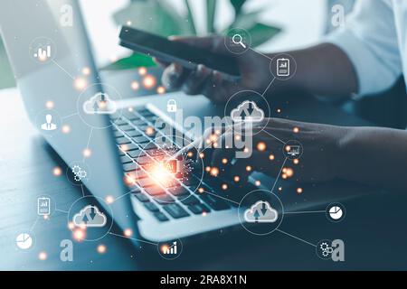 Digital transformation change management, internet of things. New technology bigdata and business process strategy, customer service management, cloud Stock Photo