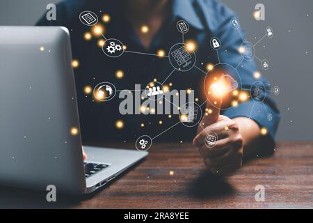 Digital transformation change management, internet of things. new technology bigdata and business process strategy, automate operation, customer servi Stock Photo